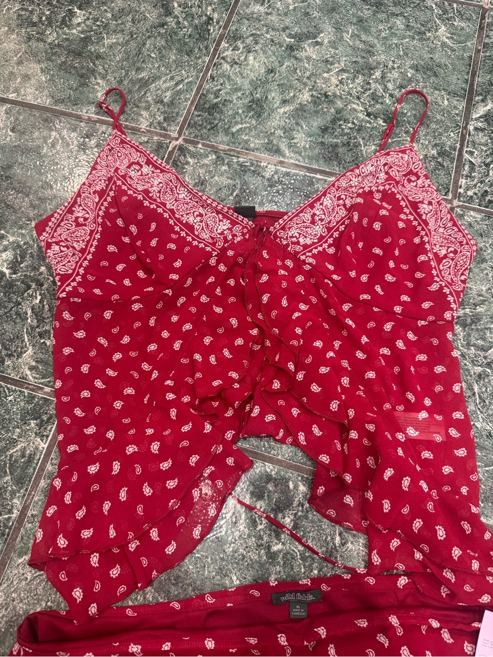 Set! Women's Flyaway Bandana Tank Top & Skirt- Wild Fable Red Paisley XL NWT - Picture 8 of 16